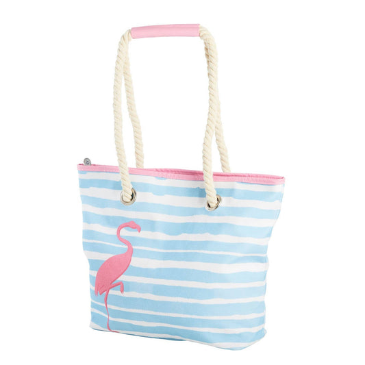 SALE Flamingo Blue Striped Tote Bag