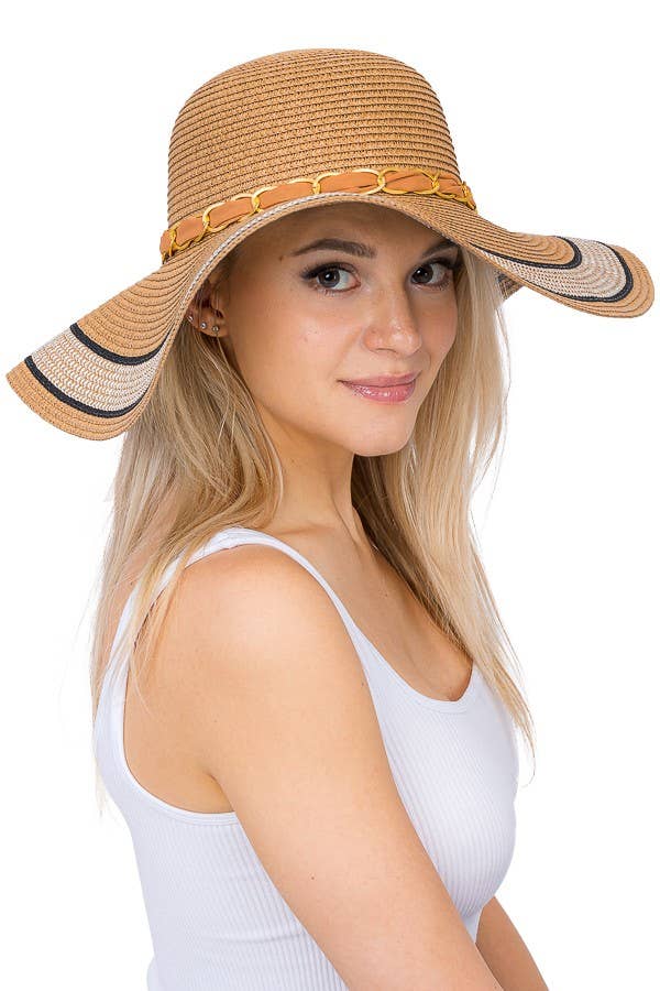 Chiffon Gold Chain Ribbon Sunhat