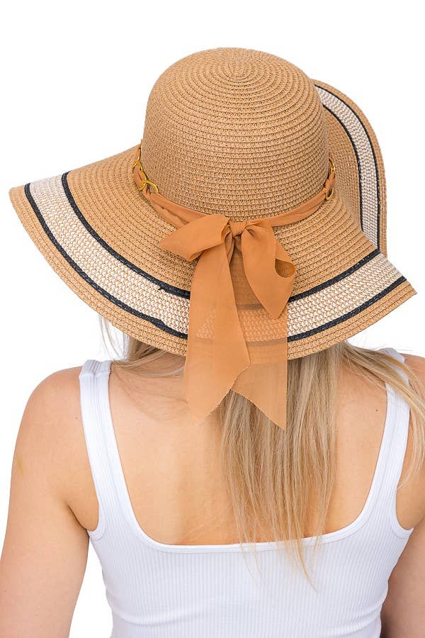 Chiffon Gold Chain Ribbon Sunhat