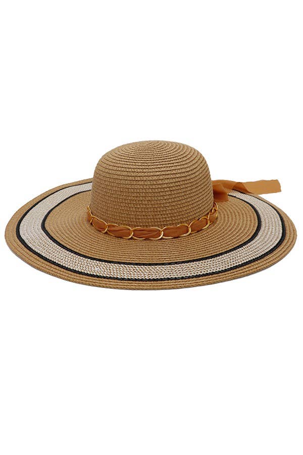 Chiffon Gold Chain Ribbon Sunhat