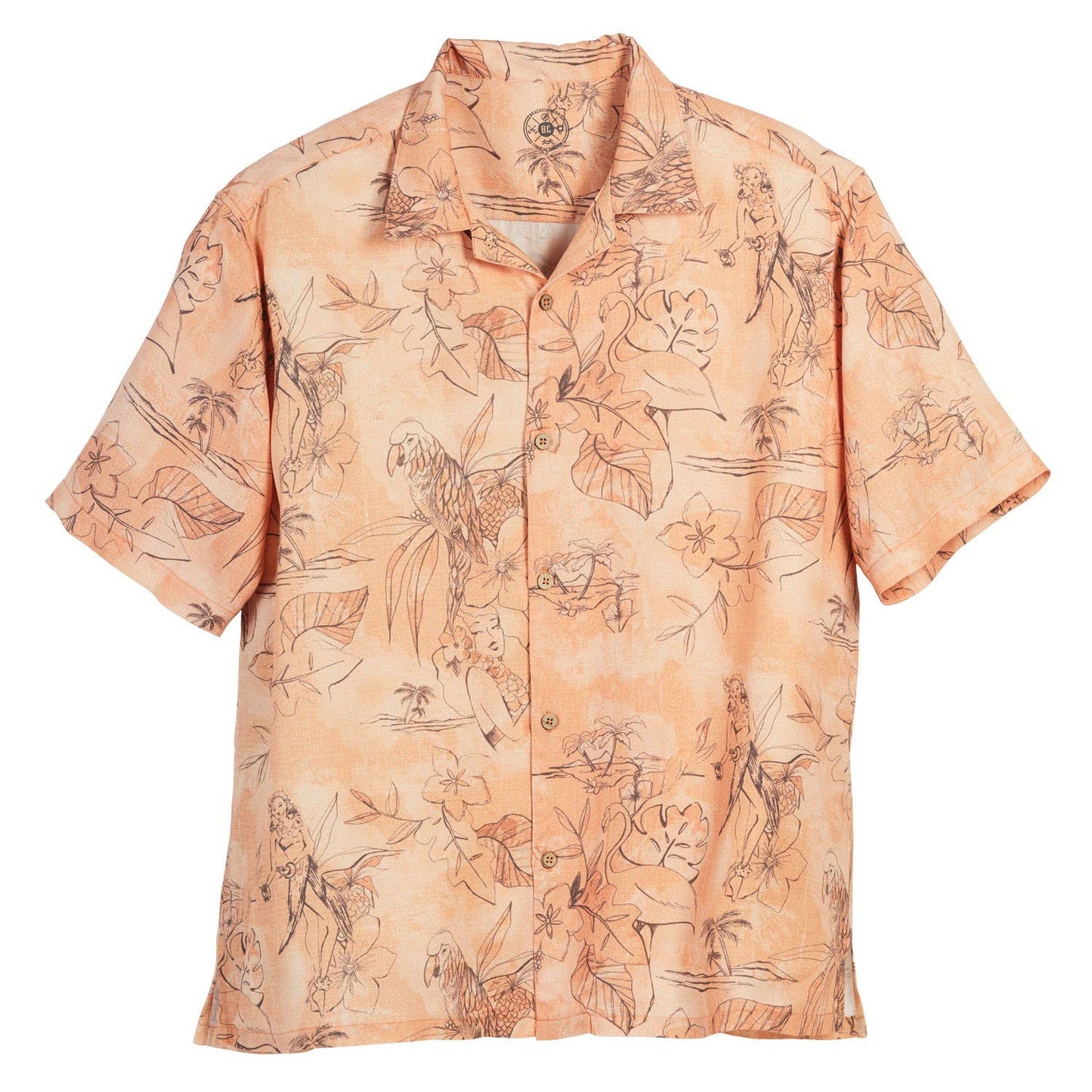 SALE Men's Orange Brown Parrot Hawaiian Shirt