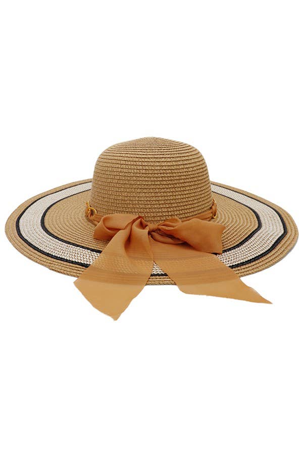 Chiffon Gold Chain Ribbon Sunhat