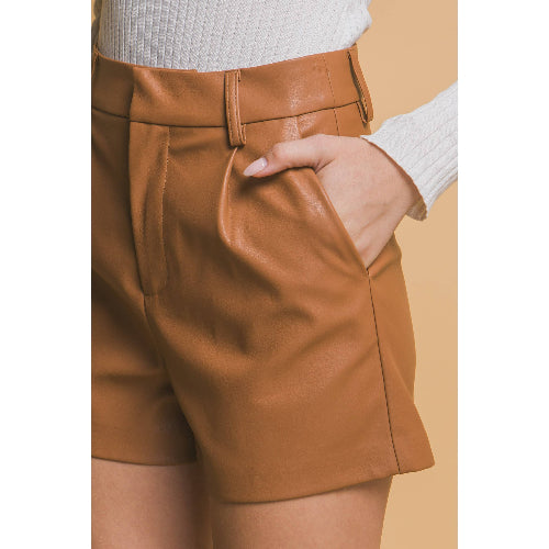 High Waisted Faux Leather PU Shorts